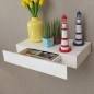 vidaXL Estante flotante pared con 1 cajón MDF blanco para libros/DVD vidaXL Estante flotante pared con 1 cajón MDF blanco para libros/DVD