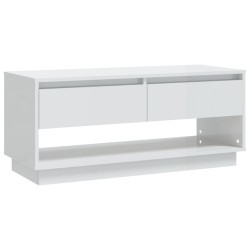 vidaXL Mueble para TV madera contrachapada blanco brillo 102x41x44 cm