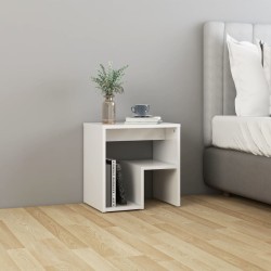 vidaXL Mesita de noche madera contrachapada blanco brillo 40x30x40 cm