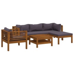 vidaXL Muebles de jardín 6 pzas cojines madera maciza de acacia 