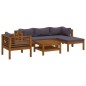 vidaXL Muebles de jardín 6 pzas cojines madera maciza de acacia vidaXL Muebles de jardín 6 pzas cojines madera maciza de acacia