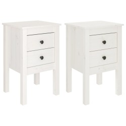 vidaXL Mesitas de noche 2 uds madera maciza pino blanco 40x35x61,5 cm