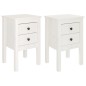 vidaXL Mesitas de noche 2 uds madera maciza pino blanco 40x35x61,5 cm vidaXL Mesitas de noche 2 uds madera maciza pino blanco 40x35x61,5 cm