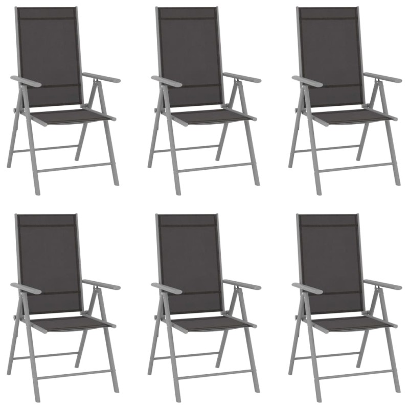 vidaXL Sillas de jardín plegables 6 unidades textilene negro vidaXL Sillas de jardín plegables 6 unidades textilene negro