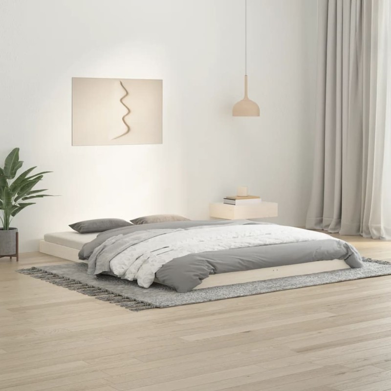 vidaXL Estructura de cama madera maciza de pino blanco 140x200 cm vidaXL Estructura de cama madera maciza de pino blanco 140x200 cm