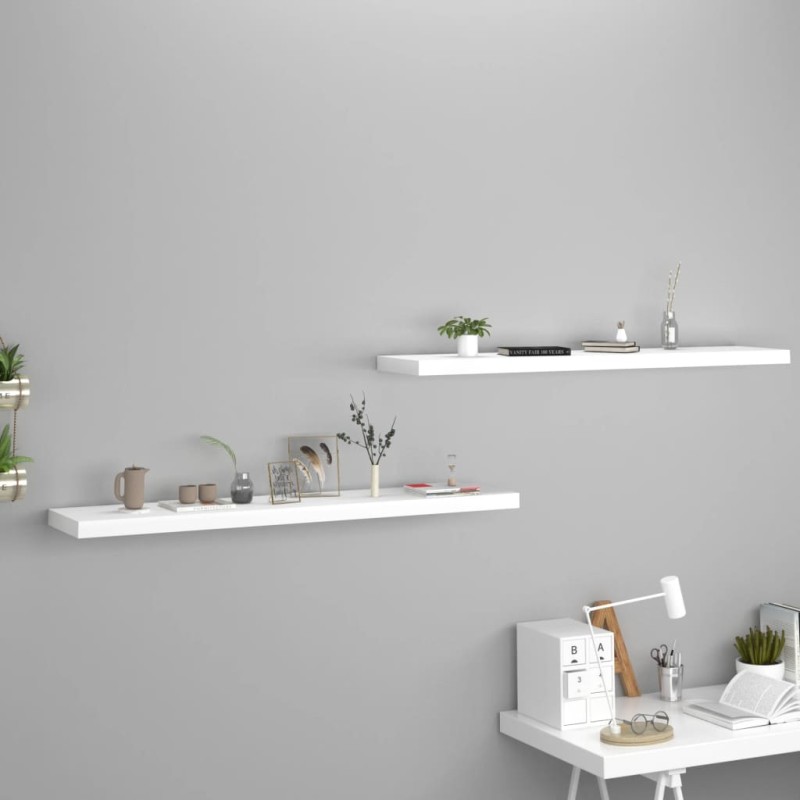 vidaXL Estantes flotantes de pared 2 uds MDF blanco 120x23,5x3,8 cm vidaXL Estantes flotantes de pared 2 uds MDF blanco 120x23,5x3,8 cm