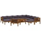 vidaXL Muebles de jardín 12 pzas cojines madera maciza de acacia vidaXL Muebles de jardín 12 pzas cojines madera maciza de acacia