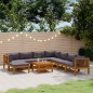 vidaXL Muebles de jardín 9 pzas cojines madera maciza de acacia 