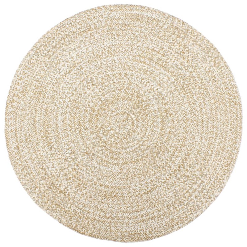 vidaXL Alfombra hecha a mano de yute marrón y blanco 180 cm vidaXL Alfombra hecha a mano de yute marrón y blanco 180 cm