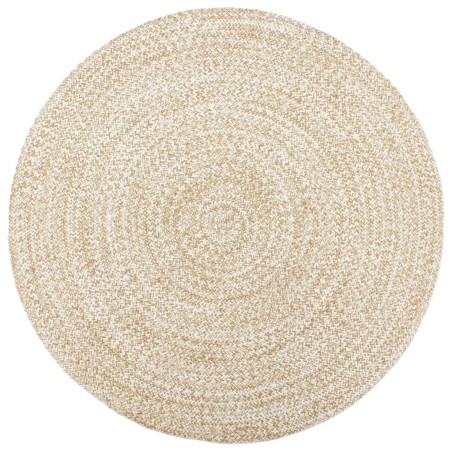 vidaXL Alfombra hecha a mano de yute marrón y blanco 180 cm