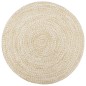 vidaXL Alfombra hecha a mano de yute marrón y blanco 180 cm vidaXL Alfombra hecha a mano de yute marrón y blanco 180 cm