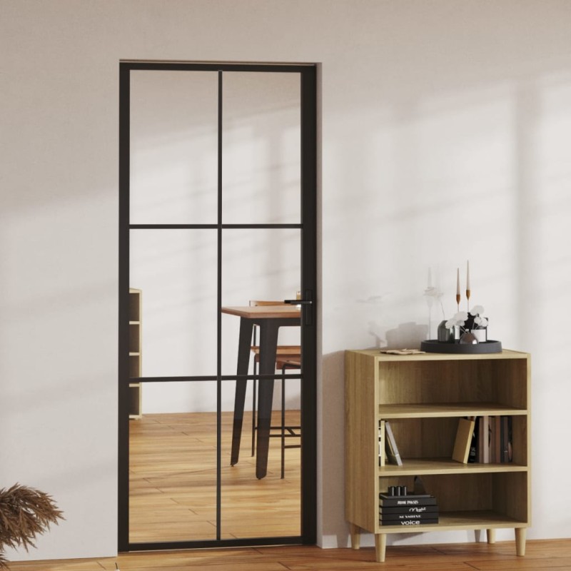 vidaXL Puerta interior vidrio ESG y aluminio negro 83x201,5 cm vidaXL Puerta interior vidrio ESG y aluminio negro 83x201,5 cm