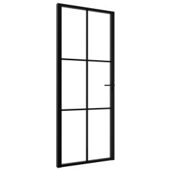 vidaXL Puerta interior vidrio ESG y aluminio negro 83x201,5 cm
