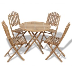 vidaXL Juego de comedor de jardín plegable 5 piezas de bambú