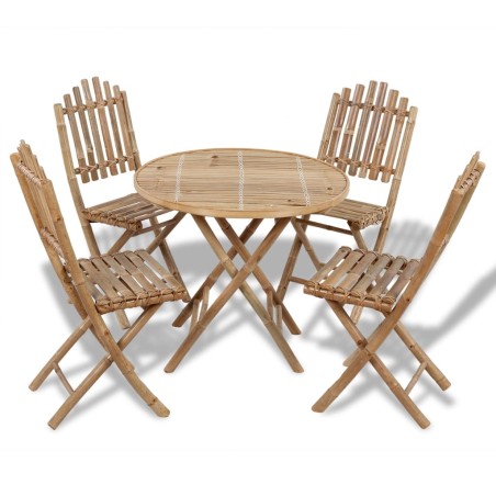 vidaXL Juego de comedor de jardín plegable 5 piezas de bambú