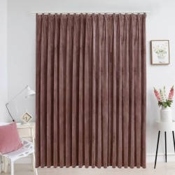 vidaXL Cortina opaca con ganchos terciopelo rosa envejecido 290x245cm