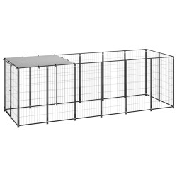 vidaXL Perrera de acero negro 330x110x110 cm
