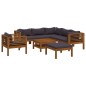 vidaXL Muebles de jardín 8 pzas cojines madera maciza de acacia vidaXL Muebles de jardín 8 pzas cojines madera maciza de acacia