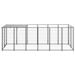 vidaXL Perrera de acero negro 330x110x110 cm