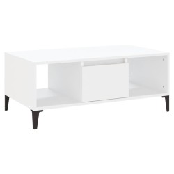 vidaXL Mesa de centro madera contrachapada blanco 90x50x36,5 cm