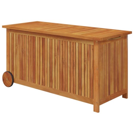 vidaXL Caja de almacenaje de jardín ruedas acacia maciza 113x50x58 cm