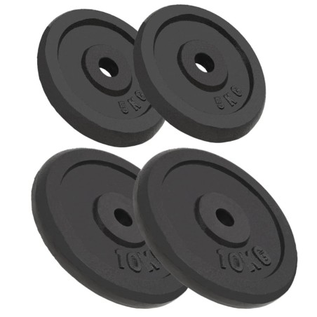 vidaXL Discos de pesas de hierro fundido 4 uds 2x10 kg+2x5 kg