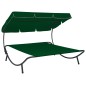 vidaXL Tumbona sofá de jardín con toldo verde