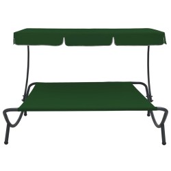 vidaXL Tumbona sofá de jardín con toldo verde