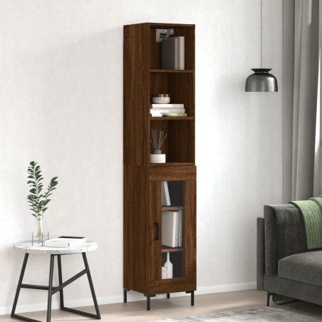 vidaXL Aparador alto madera contrachapada roble marrón 34,5x34x180 cm