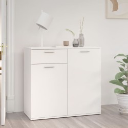 vidaXL Aparador de madera contrachapada blanco brillante 80x36x75 cm