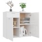 vidaXL Aparador de madera contrachapada blanco brillante 80x36x75 cm