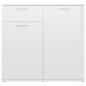 vidaXL Aparador de madera contrachapada blanco brillante 80x36x75 cm