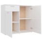 vidaXL Aparador de madera contrachapada blanco brillante 80x36x75 cm