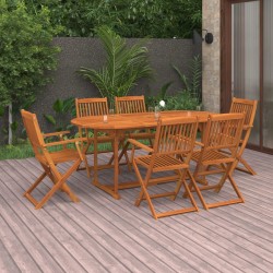 vidaXL Set de comedor de jardín 7 piezas madera maciza de acacia
