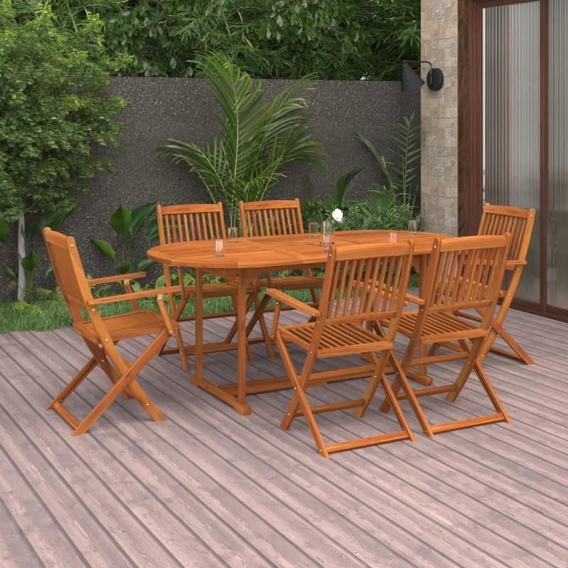 vidaXL Set de comedor de jardín 7 piezas madera maciza de acacia vidaXL Set de comedor de jardín 7 piezas madera maciza de acacia