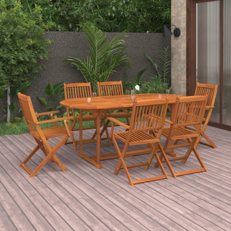 vidaXL Set de comedor de jardín 7 piezas madera maciza de acacia