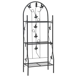 vidaXL Estante para macetas 3 niveles hierro negro 52x28x128 cm