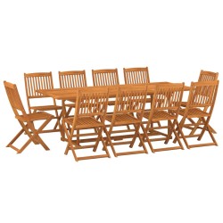 vidaXL Set de comedor para jardín 11 piezas madera maciza de acacia