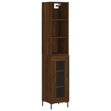 vidaXL Aparador alto madera contrachapada roble marrón 34,5x34x180 cm