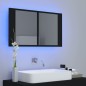 vidaXL Armario espejo de baño con luz LED acrílico negro 80x12x45 cm vidaXL Armario espejo de baño con luz LED acrílico negro 80x12x45 cm