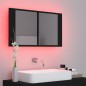 vidaXL Armario espejo de baño con luz LED acrílico negro 80x12x45 cm vidaXL Armario espejo de baño con luz LED acrílico negro 80x12x45 cm