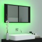 vidaXL Armario espejo de baño con luz LED acrílico negro 80x12x45 cm vidaXL Armario espejo de baño con luz LED acrílico negro 80x12x45 cm