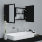 vidaXL Armario espejo de baño con luz LED acrílico negro 80x12x45 cm vidaXL Armario espejo de baño con luz LED acrílico negro 80x12x45 cm