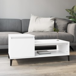 vidaXL Mesa de centro madera contrachapada blanco 100x50x45 cm