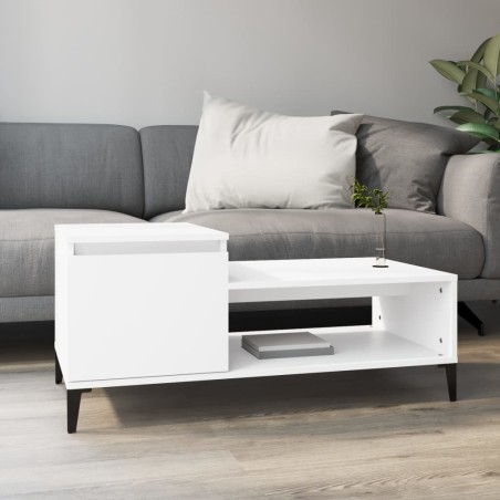 vidaXL Mesa de centro madera contrachapada blanco 100x50x45 cm