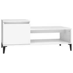 vidaXL Mesa de centro madera contrachapada blanco 100x50x45 cm