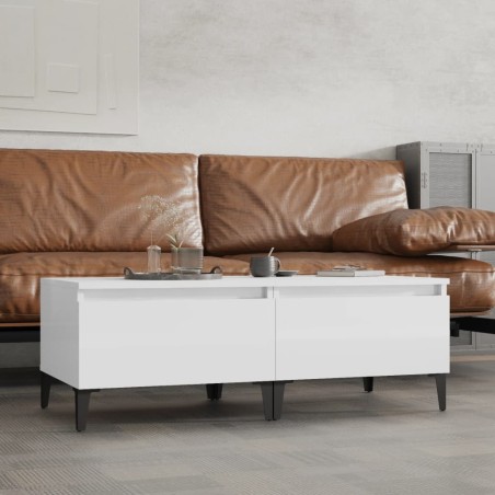 vidaXL Mesas auxiliares 2 uds contrachapada blanco brillo 50x46x35 cm