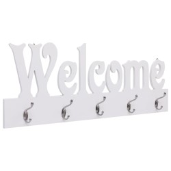 vidaXL Perchero de pared WELCOME blanco 74x29,5 cm