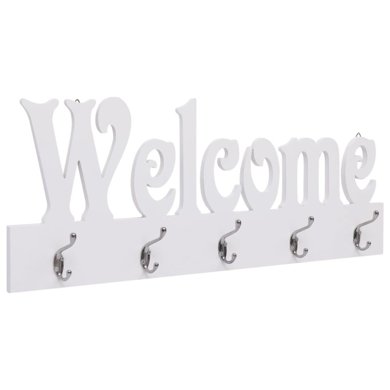 vidaXL Perchero de pared WELCOME blanco 74x29,5 cm vidaXL Perchero de pared WELCOME blanco 74x29,5 cm