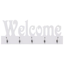 vidaXL Perchero de pared WELCOME blanco 74x29,5 cm